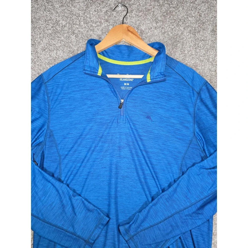 Tommy Bahama IslandZone Mens Blue Heathered Quarter Zip Pullover Shirt Medium